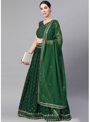 Green Mehndi Georgette Designer Lehenga Choli