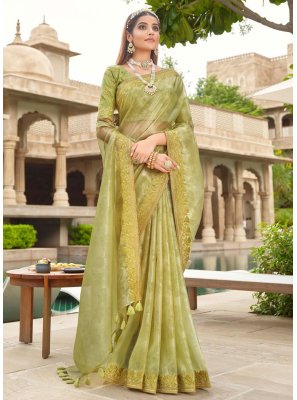 Green Mehndi Silk Contemporary Saree