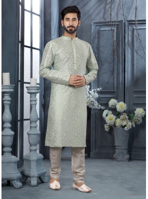 Green Mehndi Silk Kurta