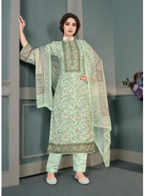 Green Muslin Ceremonial Pant Style Suit