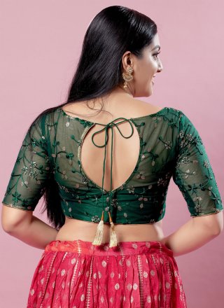 Green Net Designer Blouse with Embroidered and Sequins Work for Women