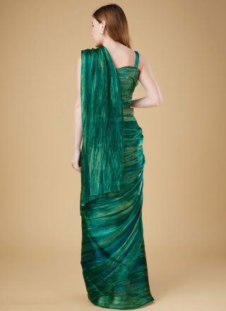Green Organza Fancy Work Classic Sari for Ceremonial