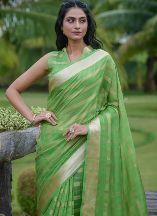 Green Party Contemporary Style Saree
