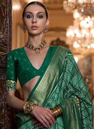 Green Party Contemporary Style Saree