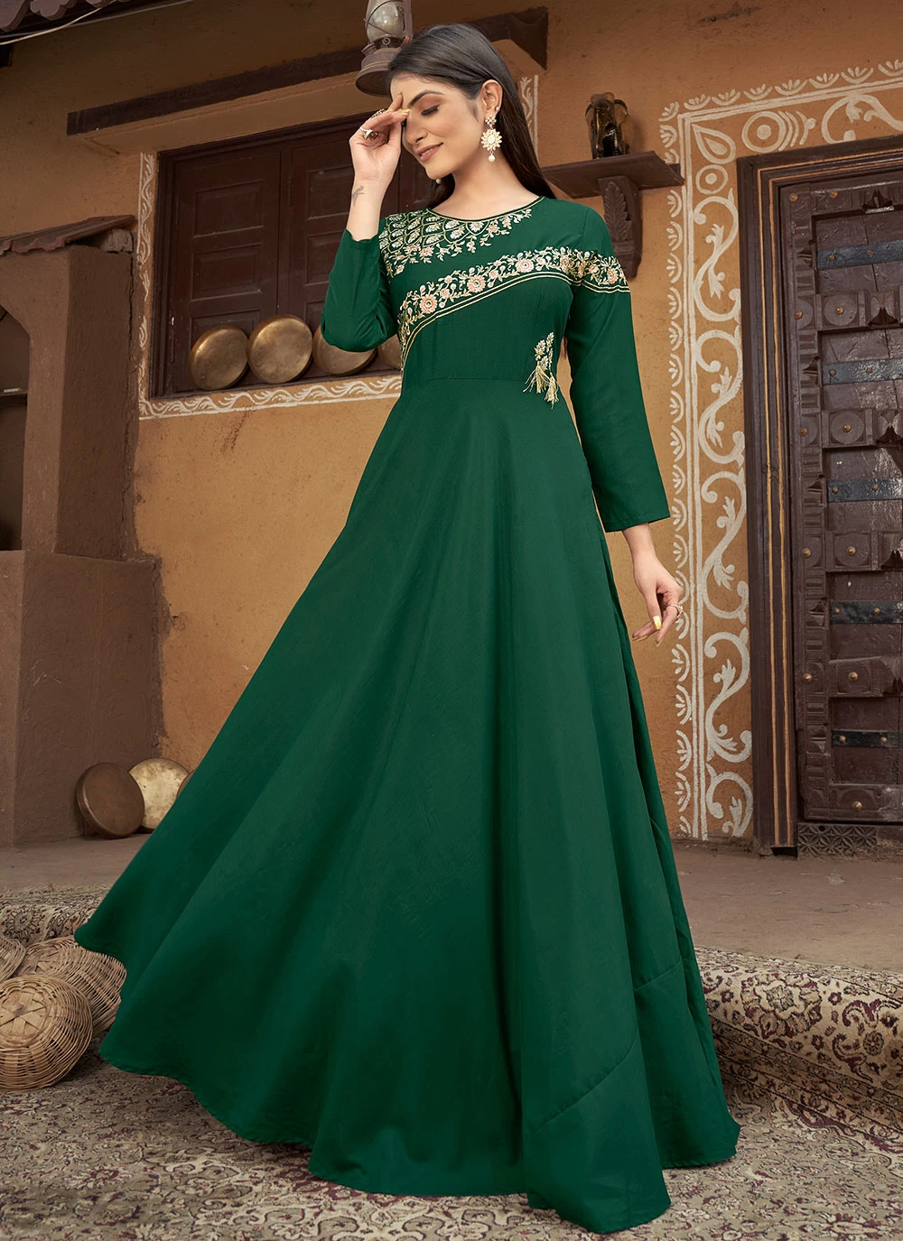 Green party wear gown hotsell