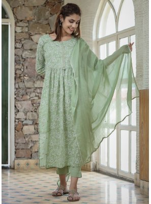Green Printed Cotton Trendy Salwar Suit