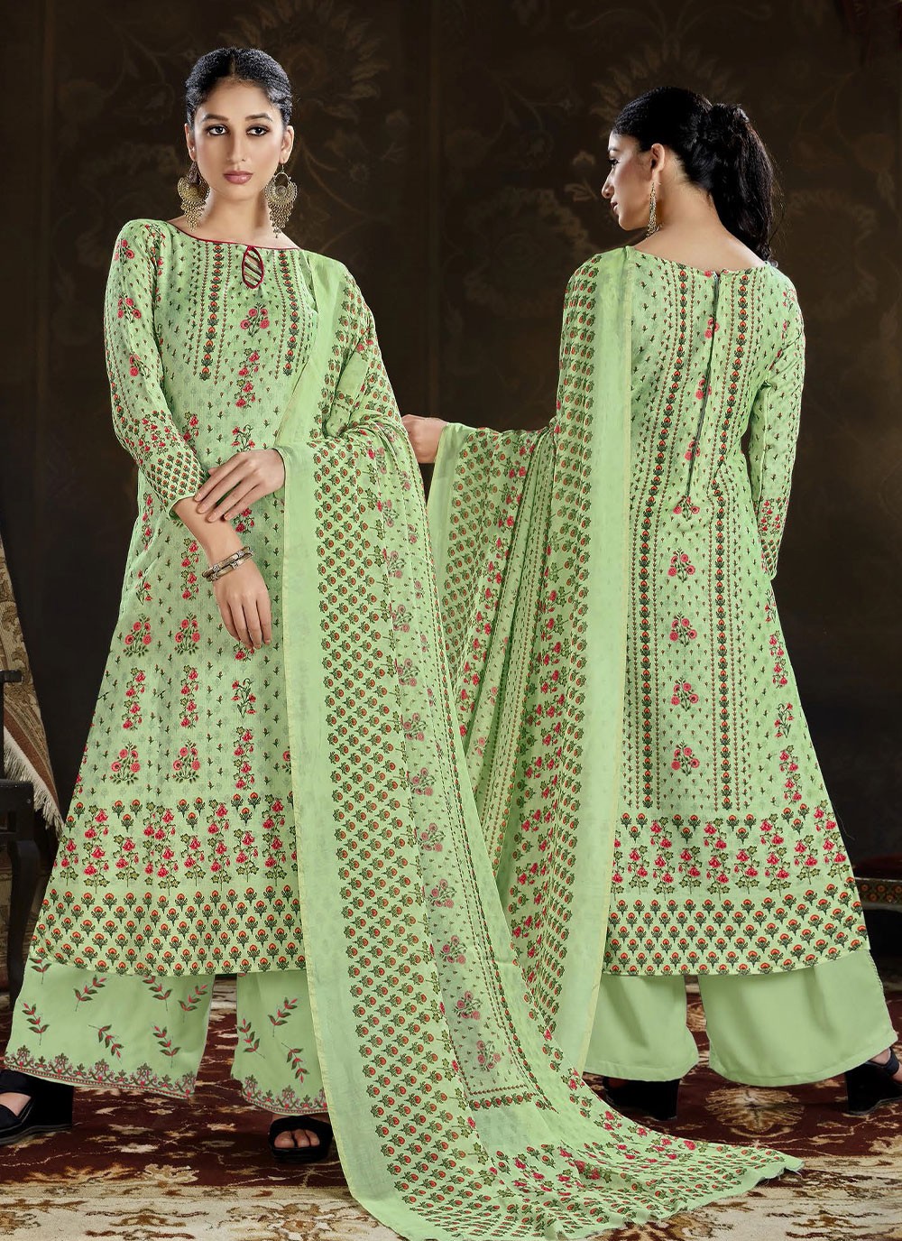 Green Printed Trendy Salwar Suit