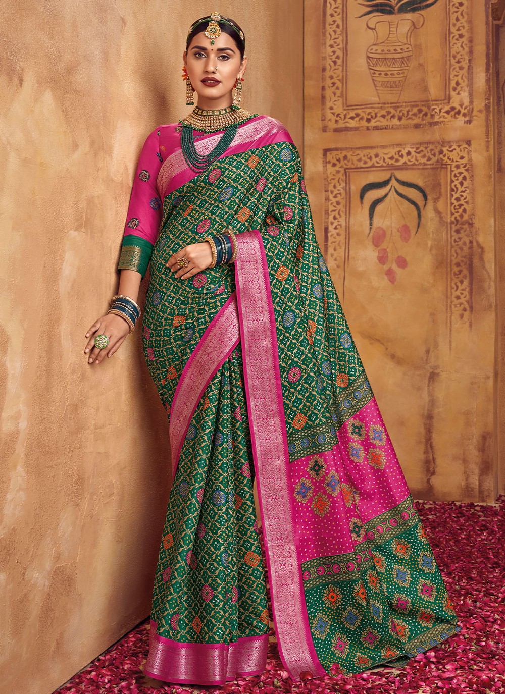 Green Sangeet Silk Contemporary Saree