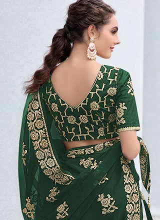 Green Shimmer Georgette Classic Saree