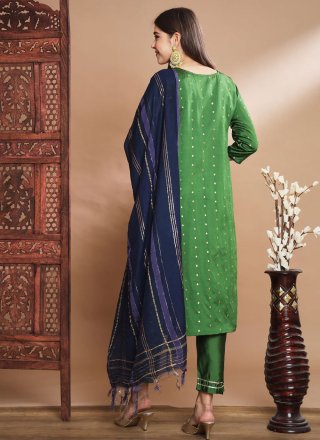 Green Silk Blend Ceremonial Salwar Suit