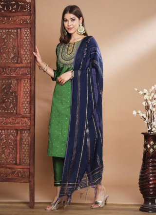 Green Silk Blend Ceremonial Salwar Suit