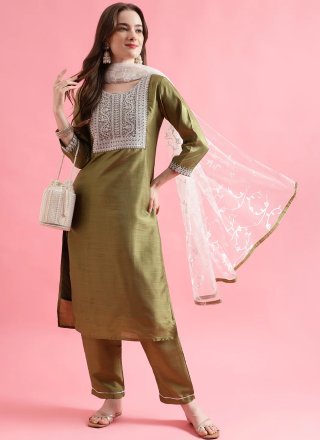 Green Silk Blend Salwar Suit