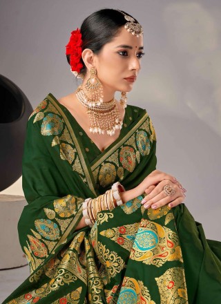 Green Silk Classic Saree