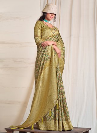 Silk Contemporary Sari with Digital Print Work