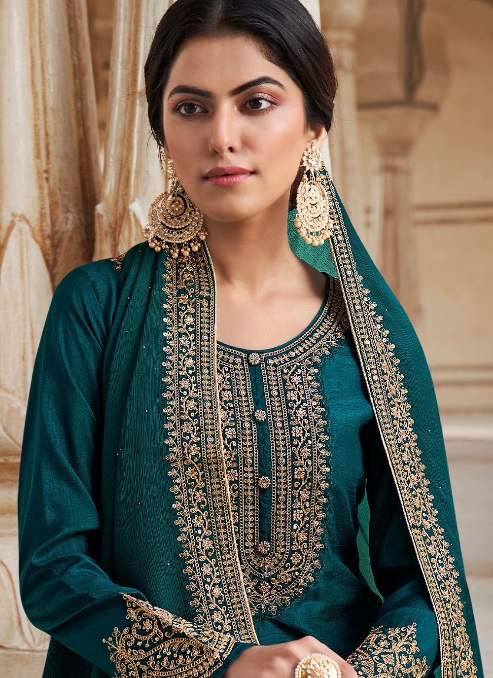 Green Silk Designer Salwar Kameez buy online