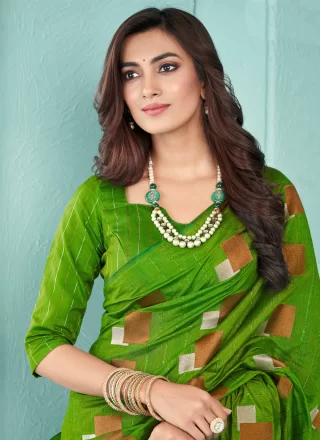 Green Silk Designer Sari