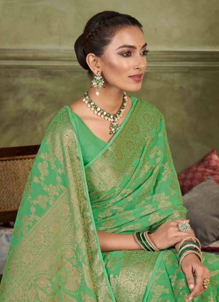 Green Silk Designer Sari