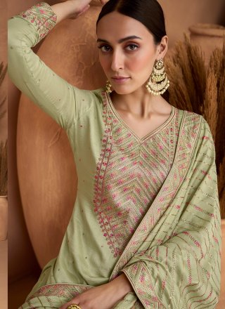 Green Silk Trendy Salwar Kameez