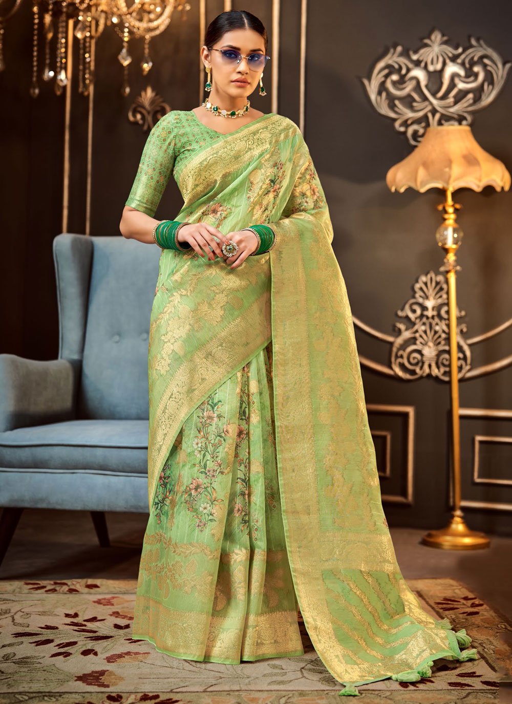 Green Silk Trendy Saree with