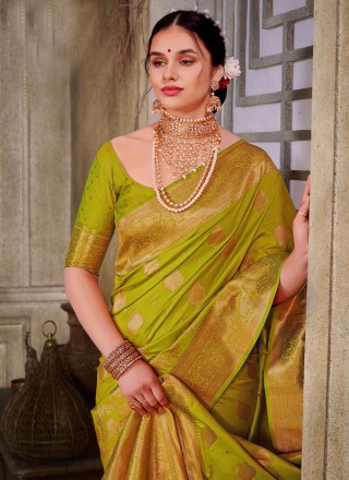 Green Silk Weaving Contemporary Style Saree