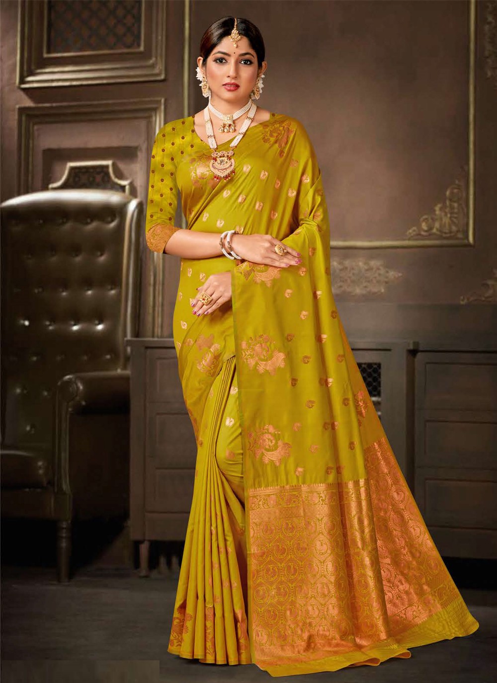 Green Silk Weaving Trendy Saree