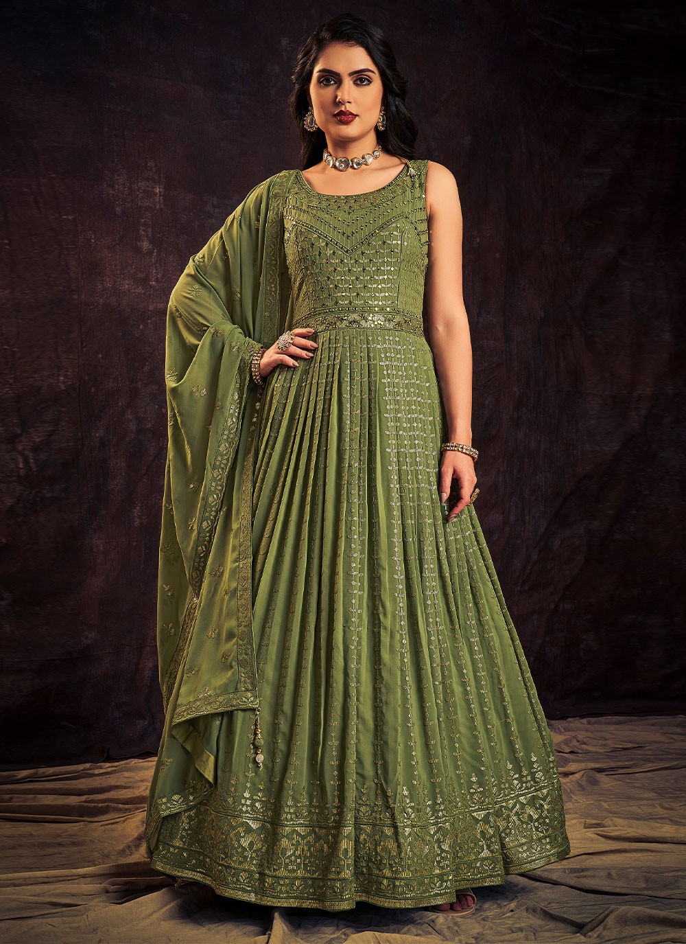 Green Thread Designer Gown