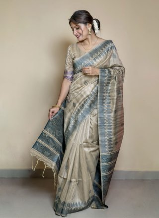 Green Tussar Silk Classic Sari