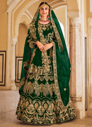 Noor Emerald Green and Rani Pink Double Dupatta Embroidered Silk Lehenga  Set - Angad Singh- Fabilicious Fashion
