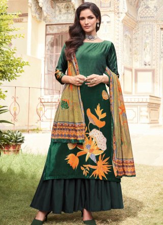Green Velvet Salwar Suit with