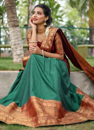 Green Weaving Designer Lehenga Choli