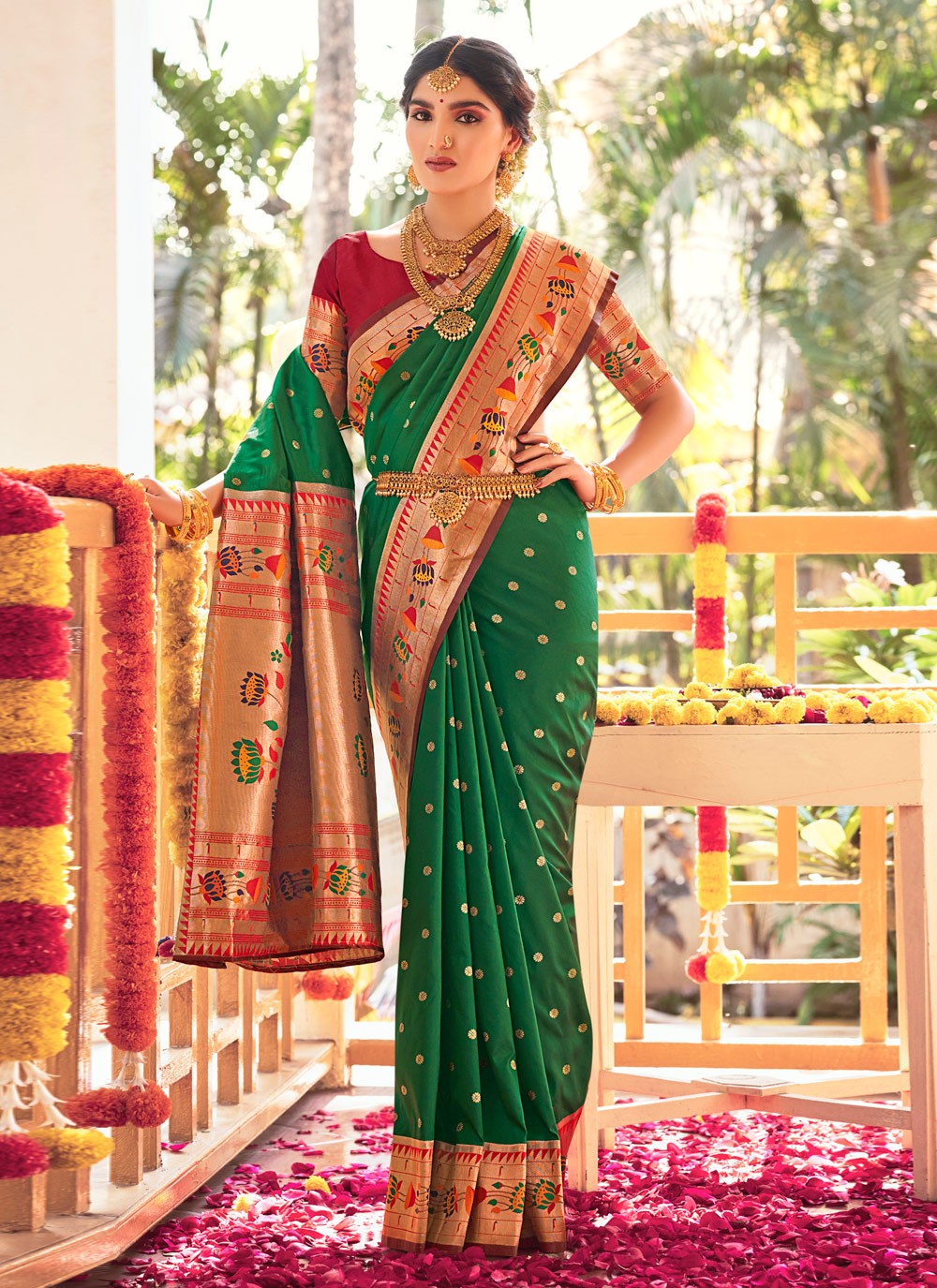 Buy Purple, Dark Green. Brown Saree With Blouse by Designer Medha Online at  Ogaan.com