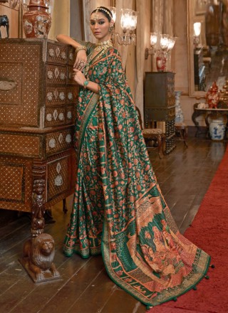Green Weaving Patola Silk  Designer Saree