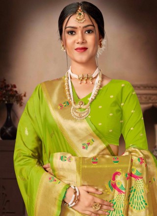 Green Weaving Wedding Designer Saree