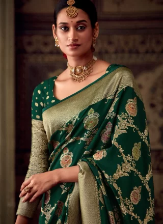 Green Weaving Work Banarasi Silk Designer Sari