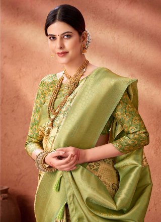 Green Weaving Work Silk Traditional Saree