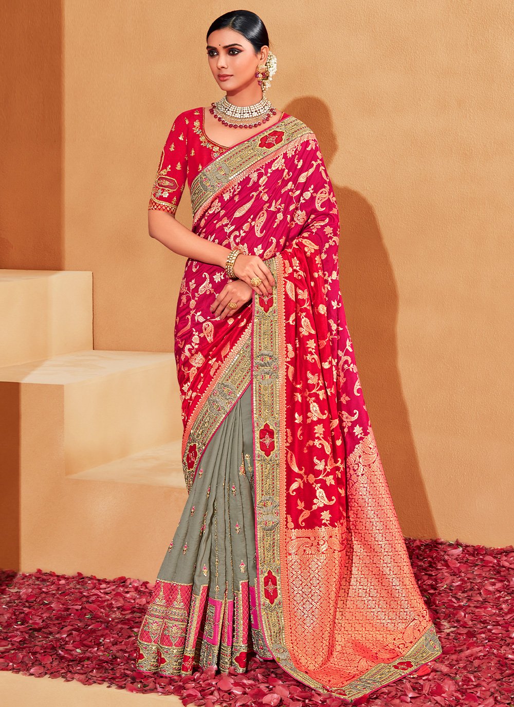 Light pink wedding silk saree – Thenianantham