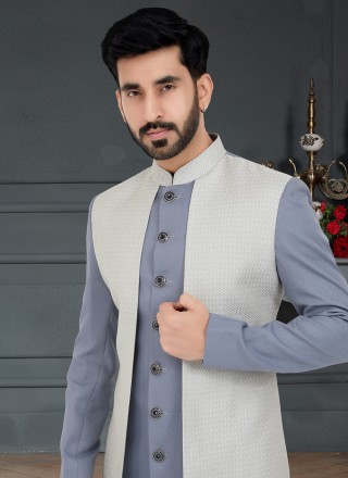 Grey and Off White Color Indo Western