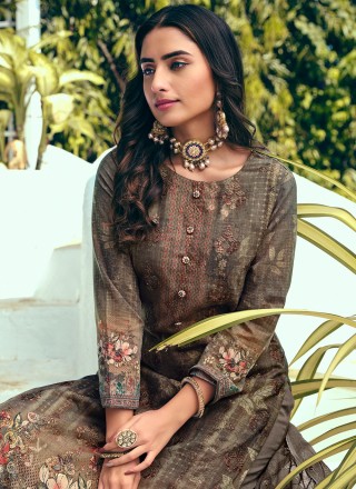 Grey Blended Cotton Trendy Salwar Kameez