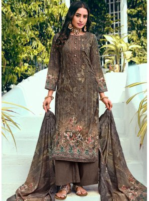 Grey Blended Cotton Trendy Salwar Kameez