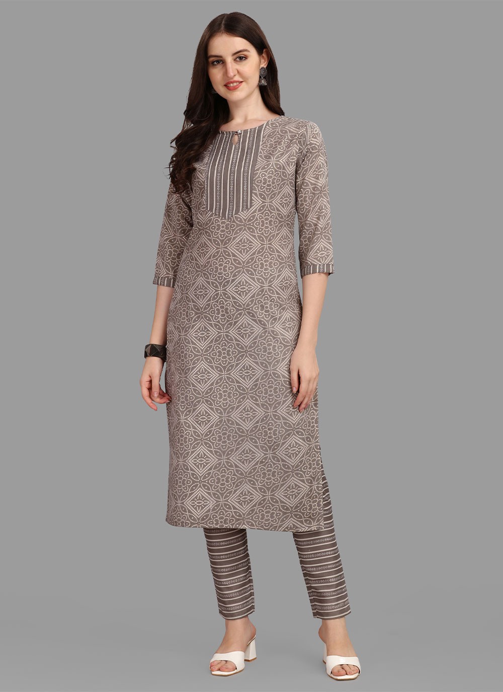 Shop Online Grey Casual Party Wear Kurti 250931