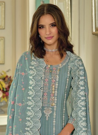Grey Embroidered Ceremonial Trendy Salwar Suit