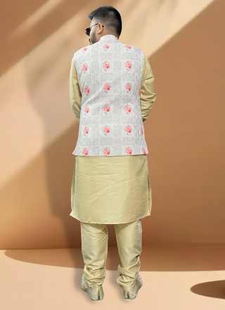 Grey Embroidered Cotton Nehru Jackets