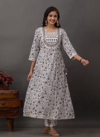 Grey Embroidered Readymade Designer Suit