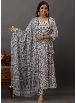 Grey Embroidered Readymade Designer Suit