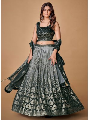 Grey Georgette Engagement Lehenga Choli