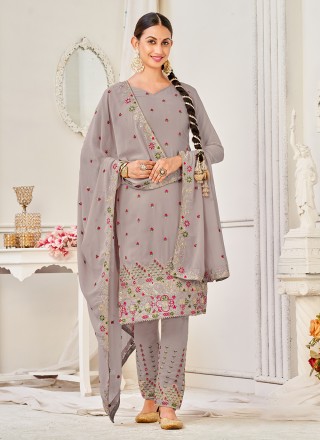 Grey Sequins Designer Salwar Suit