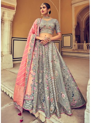 Grey Silk A Line Lehenga Choli