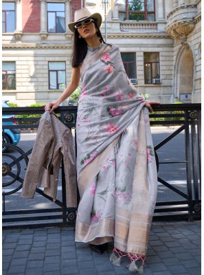 Grey Weaving Trendy Saree