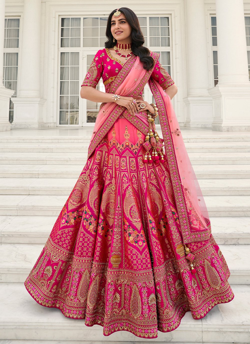 Tiffany blue and bright pink lehenga for wedding. See more on wedmegood.com  #wedmegood #indianwedd… | Indian bride outfits, Bridal lehenga collection,  Indian bridal