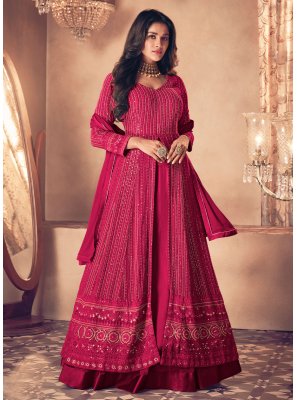 Hot Pink Sequins Wedding A Line Lehenga Choli